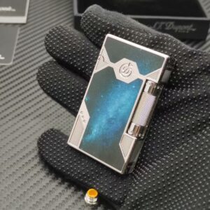 French ST Dupont Space Walk Starry Sky Solid Brass Resonant Sound Lighter, ST Dupont